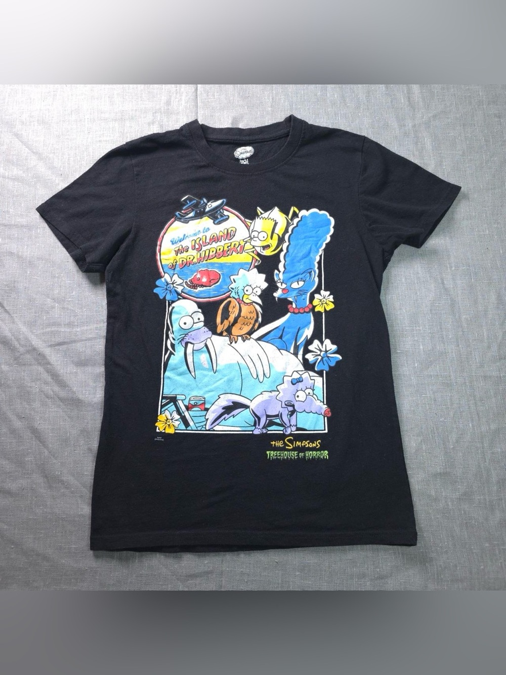Simpsons Island of Dr Hibbert Graphic T-Shirt Black Size Small